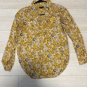Ann Taylor Mustard Floral Blouse
